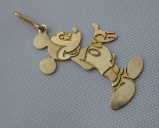 Vtg Mickey Mouse Pendant 14k Yellow Gold Signed " Disney Dlc " Or Charm.  6 Grams