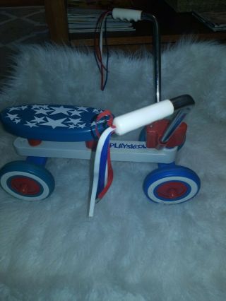 Vintage Playskool Tyke Bike Toddler Ride On Scooter Toy Tassels Red White,  Blue