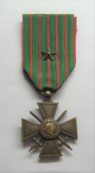 Vintage Ww I French Croix De Guerre Medal War Cross 14 - 16 With 1 Bronze Star