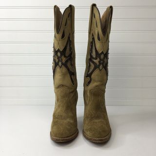 VTG MISS CAPEZIO Tan Suede Butterfly Boots SZ 6.  5 Cowboy Cowgirl boots 70s 80s 3