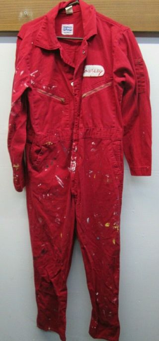 Vintage Big Smith Union Made Coveralls Red Halliburton Us Painty Suit Sz 44 Reg