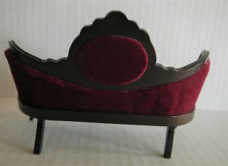 Sonia Messer Victorian Rococo Sofa - Mahogany w/Burgundy Velvet Upholstery 2