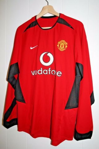 Vintage Nike Manchester United Fc Home Football Shirt 2002 Jersey Med Long Slv