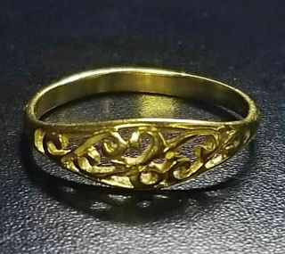 Vintage Estate 14k Yellow Gold Diamond Cut Filigree Ring Size 5