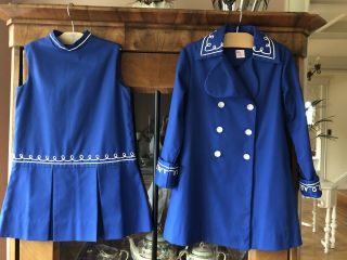 Vintage Dorissa Of Miami Girls Blue Dress And Coat Set Size 6 X