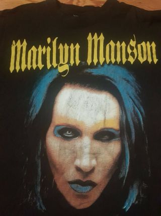 Marylin Manson Shirt 1990s Band Xl Tour Og,  Rare Vintage Black Metal Punk Hc