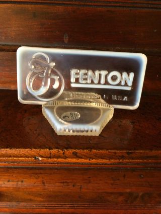 Vintage Fenton Art Glass French Opalescent Glass Dealer Standing Logo Displ Sign