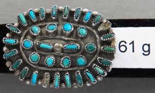 Vintage Zuni Petite Point Turquoise & Sterling Silver Ring,  Size 7 1/4