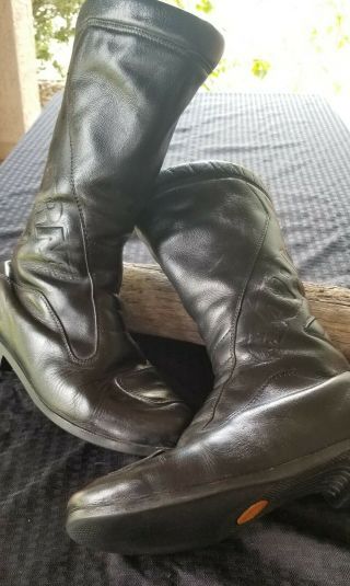 Vintage Gaerne Motorcycle Riding Boots Mens Sz 9 Side Zip Black Leather Italy