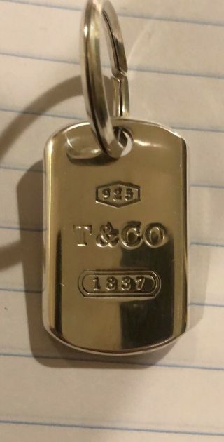 Tiffany & Co.  Vintage 925 Sterling Silver 1837 Bar/dog Tag Pendant / Key Chain