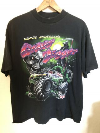 Vtg 90s Dennis Anderson’s Grave Digger Monster Truck T - Shirt Mens Sz Xl Usa