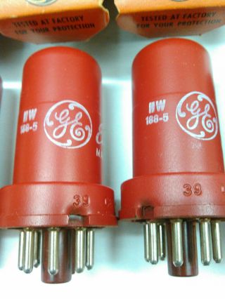 (5) Vintage RCA GE 5693 Vacuum Tubes NOS NIB Red Cans Matched Codes 1967 USA 3