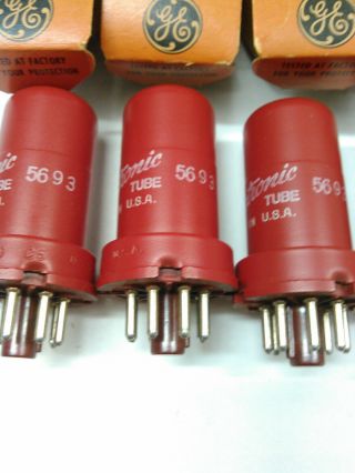 (5) Vintage RCA GE 5693 Vacuum Tubes NOS NIB Red Cans Matched Codes 1967 USA 6