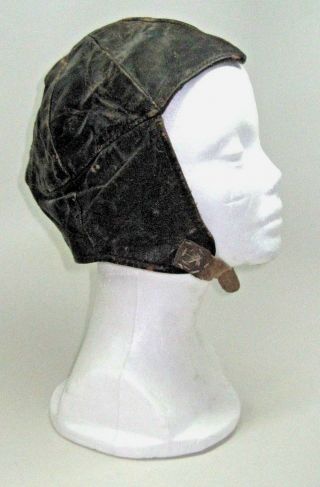Rare Antique Vintage Wwi Wwii Brown Leather Pilot Flight Motorcycle Helmet Hat