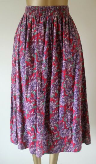 Laura Ashley Skirt L Fits 10 12 Vintage Purple Fine Wool & Cotton Long Pocket