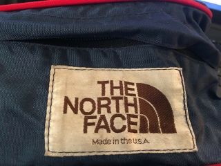 THE NORTH FACE Vintage Fanny Pack,  Belly Bag,  NAVY BLUE with Red,  Old Brown Logo 2