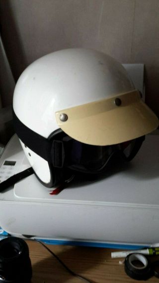 Vintage Everoak Grand Prix Helmet With Goggles And Visor F1 Clark Stewart Era