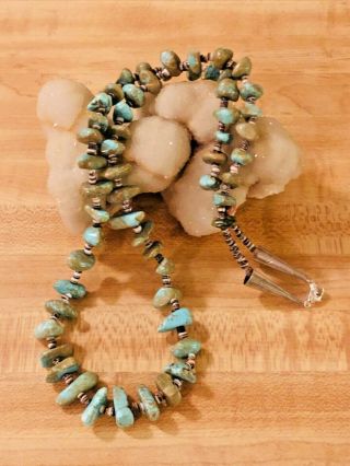 Vintage 26 " Sterling Silver Dry Creek Turquoise Heishi Necklace 925