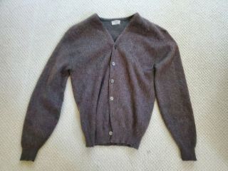 1962 Vtg Mohair & Fine Wool Open Knit Button Front Cardigan Mens Sweater Size L