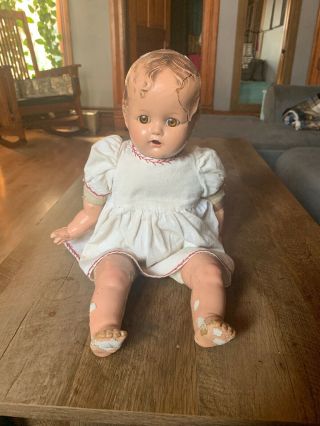 Vintage Composition Baby Doll 17 In.  Cloth Torso Miracle On 34th St Baby