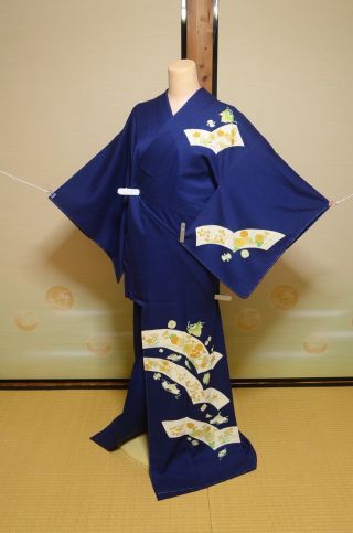 Kimono Tsukesage Silk Women Japanese Vintage Flower Costume Cosplay Robe /669