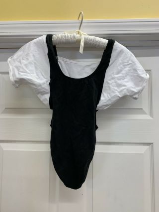Vtg 80s Body By Gilda Marx Bodysuit Leotard Womens Sz S Black White Active Wear
