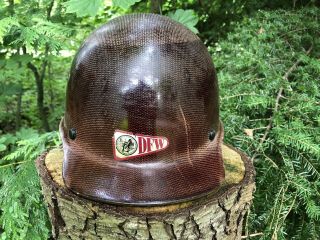Vintage Msa Skullgard Hard Hat Cap Adjustable Fiberglass Dfw Iron Worker Miner