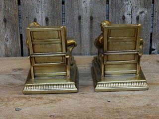Vintage Solid Brass Bookends Man Reading Books in Chair PM Craftsman 6
