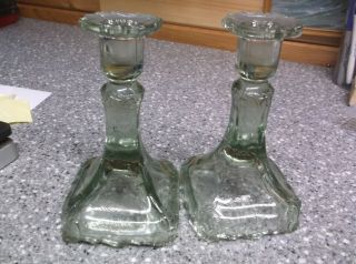 Vintage Clyde Glass Candle Stick Holders Ny.