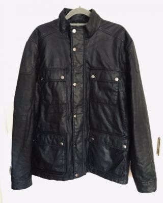 J Crew Vtg Men’s Wax - Coated Field Jacket Black Coat L Oil Waxed Oilskin Cloth