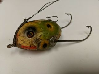 Vintage South Bend Plug - Oreno Weedless Frog Antique Wooden Bass Bait Weedless