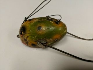 Vintage South Bend PLUG - ORENO Weedless Frog Antique Wooden Bass Bait Weedless 2