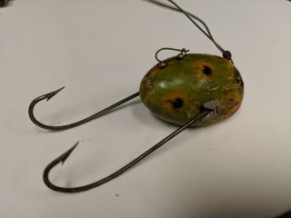 Vintage South Bend PLUG - ORENO Weedless Frog Antique Wooden Bass Bait Weedless 4
