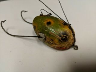 Vintage South Bend PLUG - ORENO Weedless Frog Antique Wooden Bass Bait Weedless 8