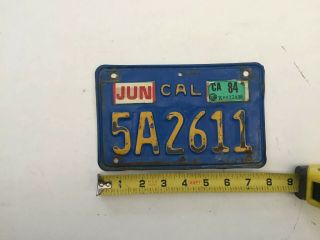 Vintage Motorcycle License Plate Ca California Blue Large