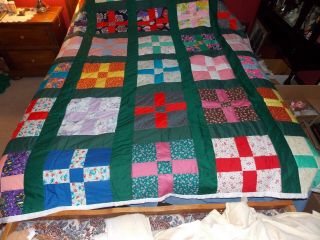 Vintage Queen Size Hand Made Sampler Quilt 88 " X 72 " Wow