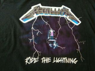 Vtg Metallica T Shirt Metal Ride The Lightning Skeleton Electric Chair Pacific