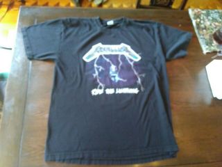 Vtg Metallica T Shirt Metal Ride The Lightning Skeleton Electric Chair Pacific 2