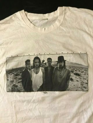 Vintage 80s 1987 U2 Joshua Tree White Xl Tall T - Shirt Concert Tour Bono Edge