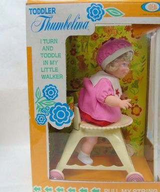 Vintage 1969 Ideal Toy Toddler Thumbelina Doll W/ Walker R885