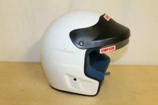 Vintage Simpson Auto Racing Helmet White 1990 