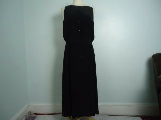 Vintage The J.  Peterman Co Women’s Long Dress Sleeveless Black Silk Size 14