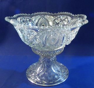 Vintage Large Glass Crystal?? Punch Bowl And Stand