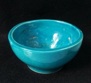 Vintage Antique Pv France Egyptian Blue Pottery Bowl Attributed Raoul Lachenal