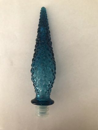 Vintage Genie Bottle Decanter Mcm Retro Topper Blue 7 1/2 In. ,  Stopper,  Top.