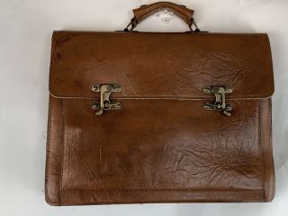 Handmade Leather Briefcase Vintage Attache Suitcase Doctors Briefcase