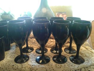 Vintage Libbey Black Wine Water Glass Black Amethyst Glass Glass Goblets 8
