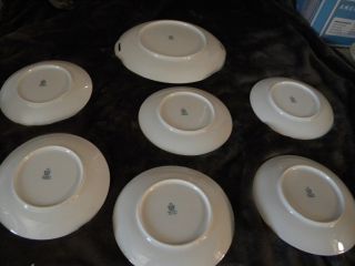 VINTAGE RS TILLOWITZ SELESIA HAND PAINTED DAISY CAKE PLATE w/6 Desert Plates 5
