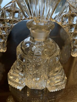 Rare Vintage Antique Art Deco Cut Crystal Glass Perfume Bottle With Stopper