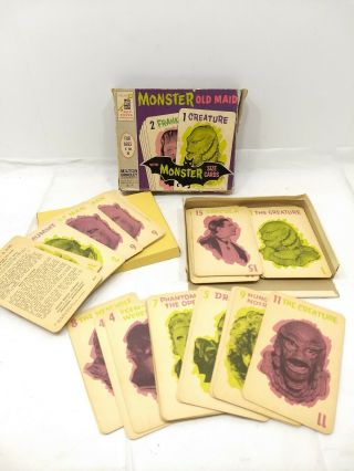 Vintage 1964 Monster Old Maid Cards Milton Bradley Horror Complete -